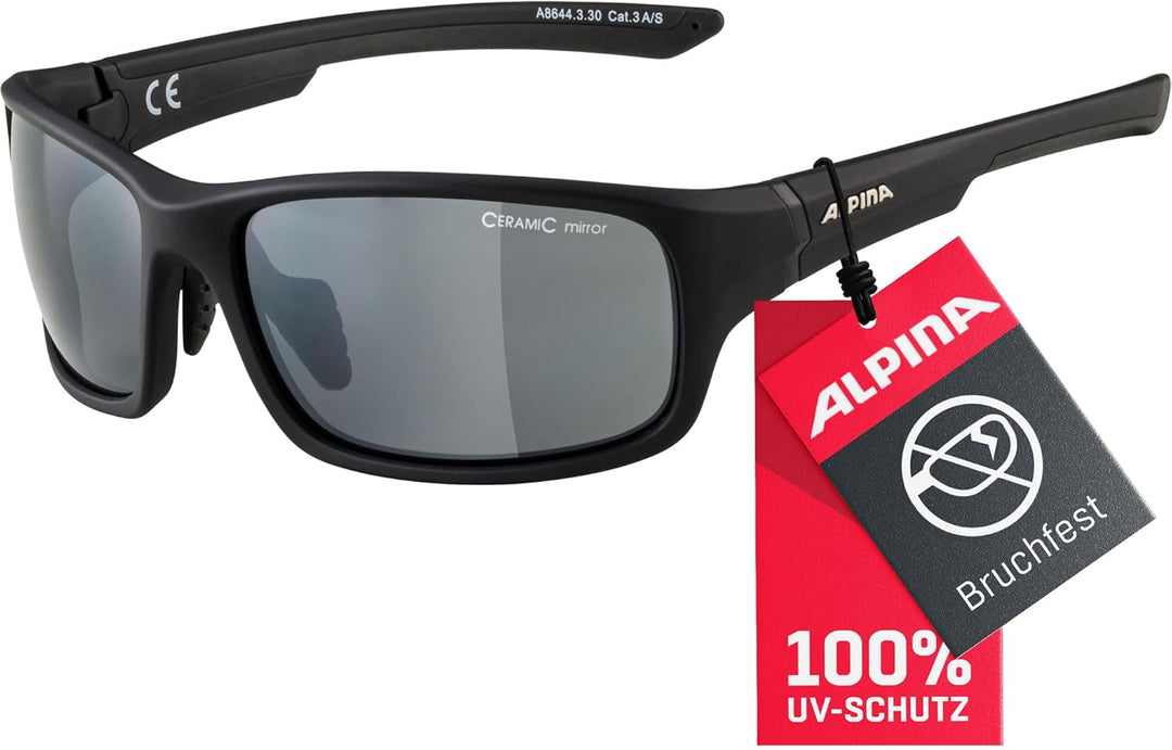 ALPINA LYRON S - Verspiegelte und Bruchsichere Sport- & Fahrradbrille Mit 100% UV-Schutz Für Erwachs