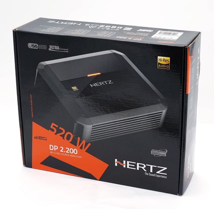 Hertz Dieci Power DP 2.200 2-Kanal Class-AB Verstärker, 2x130W RMS bei 2 Ohm, Hi-Res Audio, 10 Hz bi