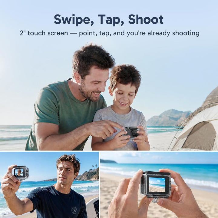 AKASO V50X Action Cam 4K30FPS mit 64GB U3 Speicherkarte Unterwasserkamera WiFi 40M EIS Anti-Shake Ac