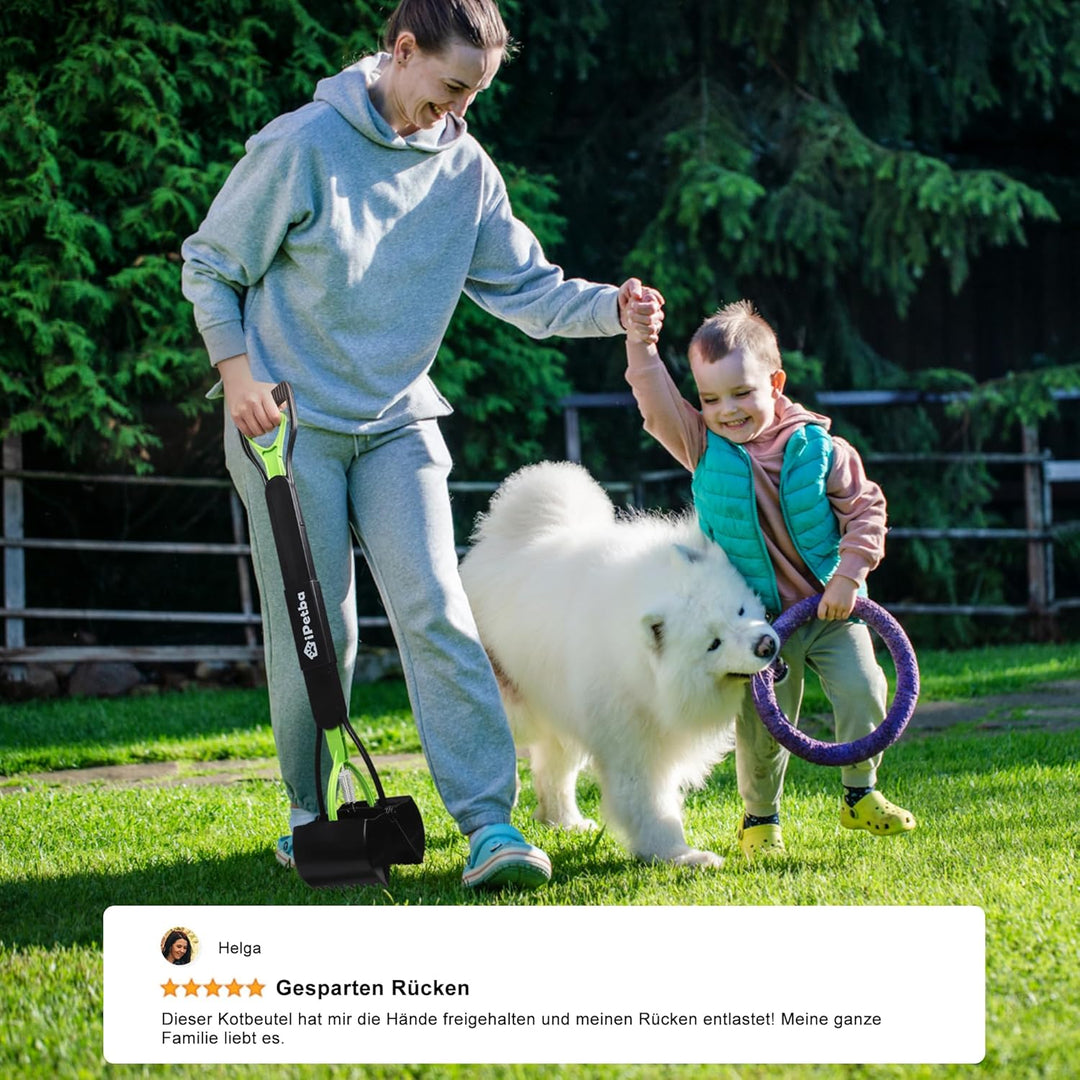 Hundekotsammler für Garten – 81 cm Langer Griff, Kein Bücken, Grasfreundlich, Leicht zu Reinigen, La