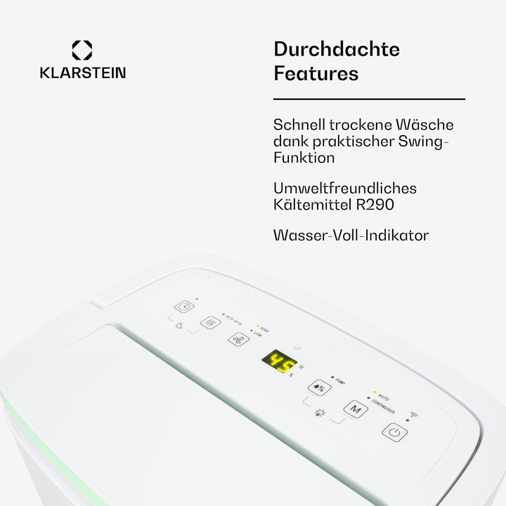 Klarstein DryFy Connect 40L Smart Luftentfeuchter, 40L/24h, WiFi App Steuerung, 7L Tank, Automatisch