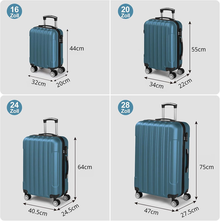 LALAHO Kofferset 3/4/5 teilig, Reisekoffer Set mit Kosmetikkoffer, Hartschalen Koffer Set aus ABS, G