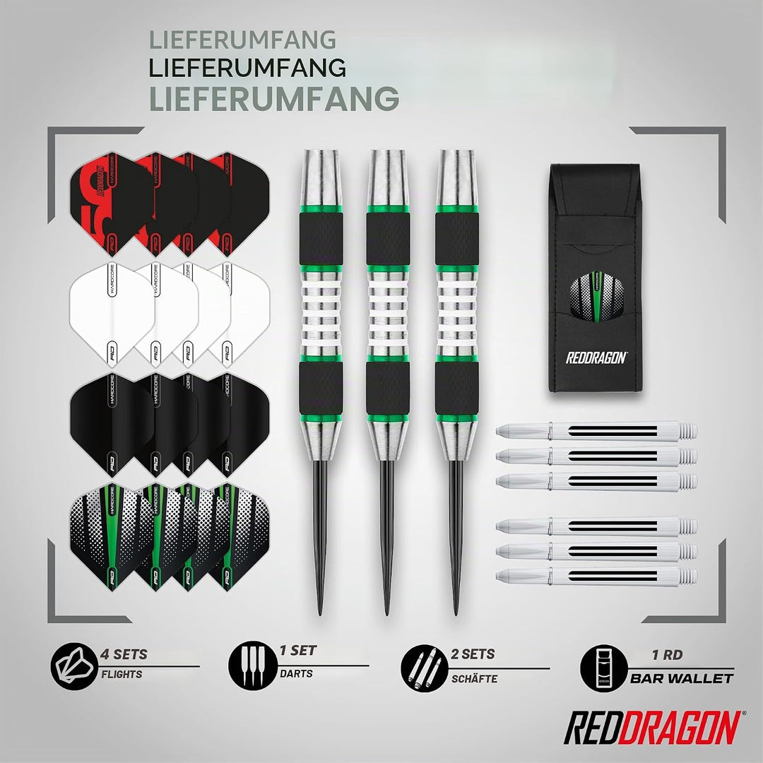 RED DRAGON Darts – Axis Series – 85% Wolfram - Profi Satz Dartpfeile Metallspitze mit Dart Flüge und