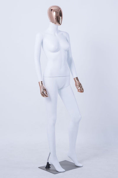 Eurohandisplay schöne abstrakte weiss Matt lackierte Schaufensterpuppe DF7-6D Galvanik Kopf und Händ