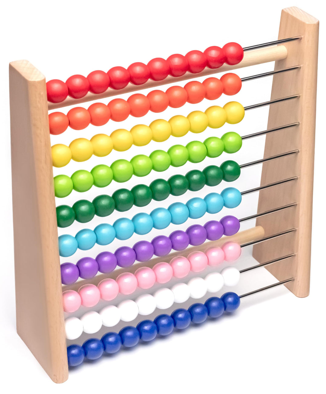 Natureich Abakus Rechenrahmen aus Holz Buche für Grundschüler / 100 Holzrechenbrett/Bunte Kugeln mit