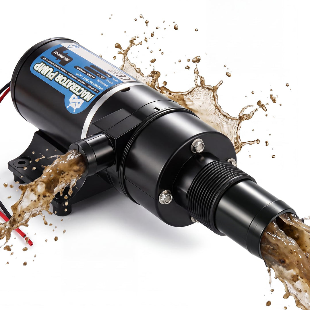 Mxmoonant 12V DC Fäkalien-Absaugpumpe, Zerkleinerungspumpensystem, 32 Lpm/min, 114W, mit vierköpfige