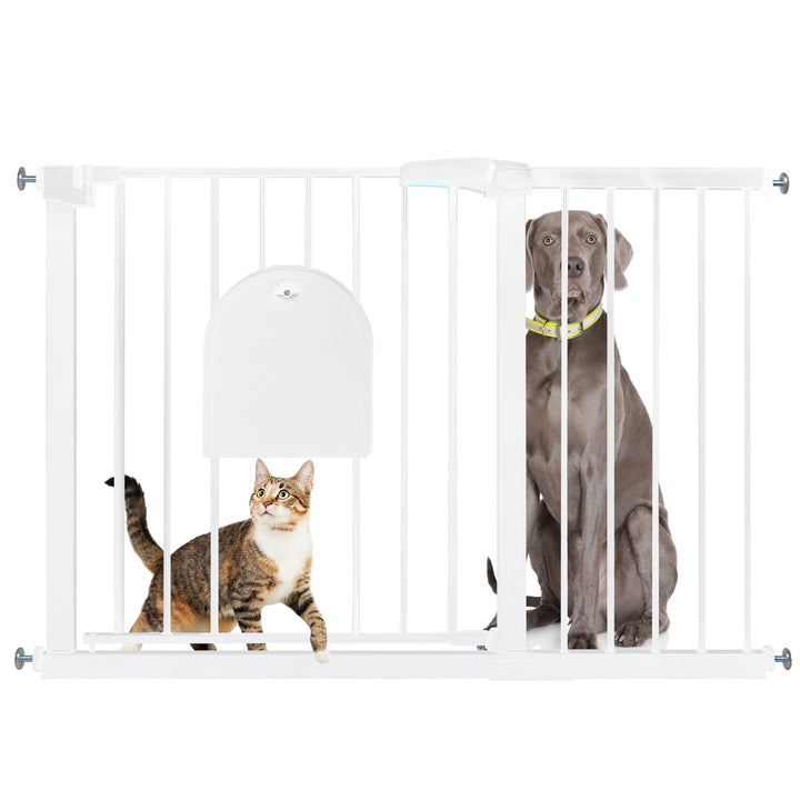 SUBTLETY Türschutzgitter mit Katzenklappe Auto Schliessen Treppenschutzgitter Ohne Bohren Hundegitte