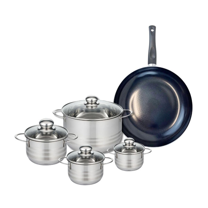 ELO 9721250 Kochgeschirr-Set, 5-teilig, 1 Bratpfanne 32 cm und 4 Kochtöpfe 12, 14, 16 und 24 cm, Elo