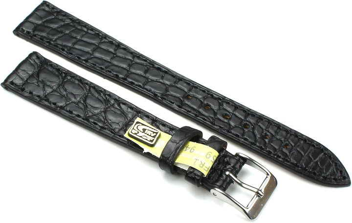 18mm XL Echt Alligator Klassik handgemacht in Deutschland Uhrenarmband in Schwarz