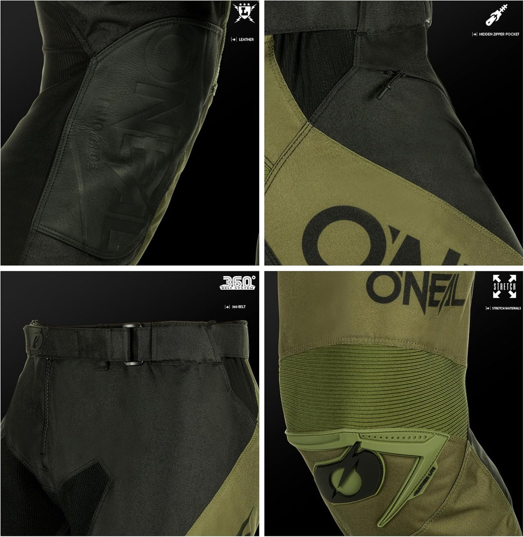O'Neal | Motocross-Hose | Enduro Motorrad | Strapazierfähige Denierstoffe, Leder-Hitzeschutz an beid