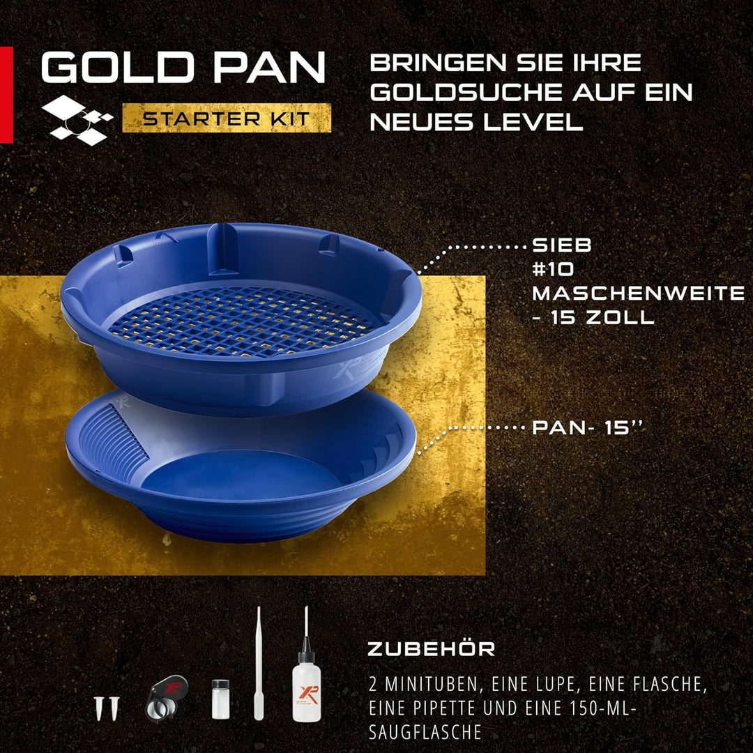 XP Metal Detectors Goldpfanne Starter Kit - Ideal für den Einstieg in die Goldsuche - mit XP Goldpfa