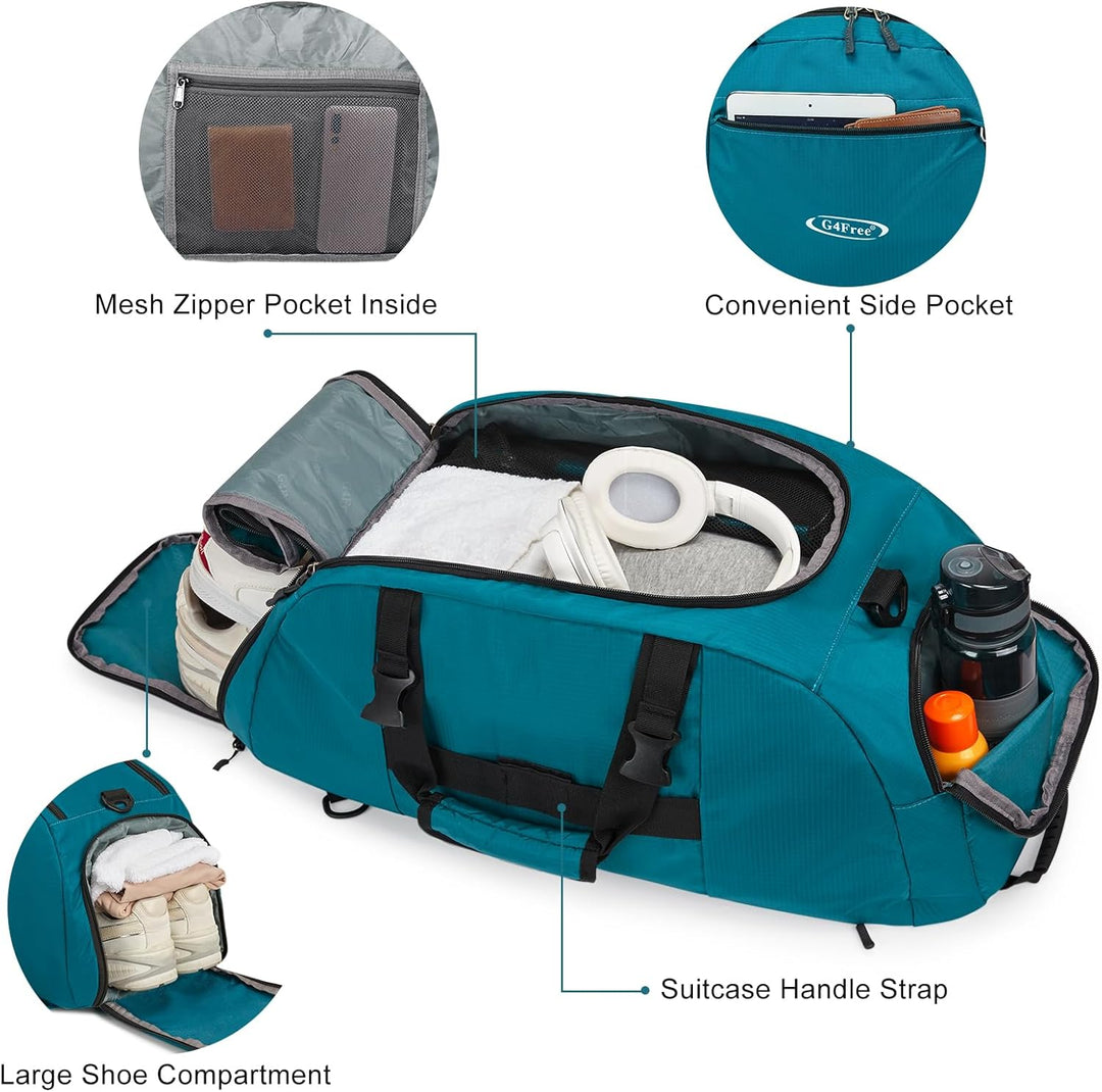 G4Free 40L Faltbare 3-Wege-Reisetasche Sporttasche mit Schuhfach Herren Damen Gym Bag Gepäck für Spo