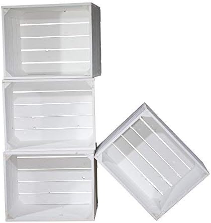 Truhenking 3er Set neue Apfelkiste in weiss (Holzkiste, Obstkiste, Weinkiste Shabby Chic) 50x40x30cm