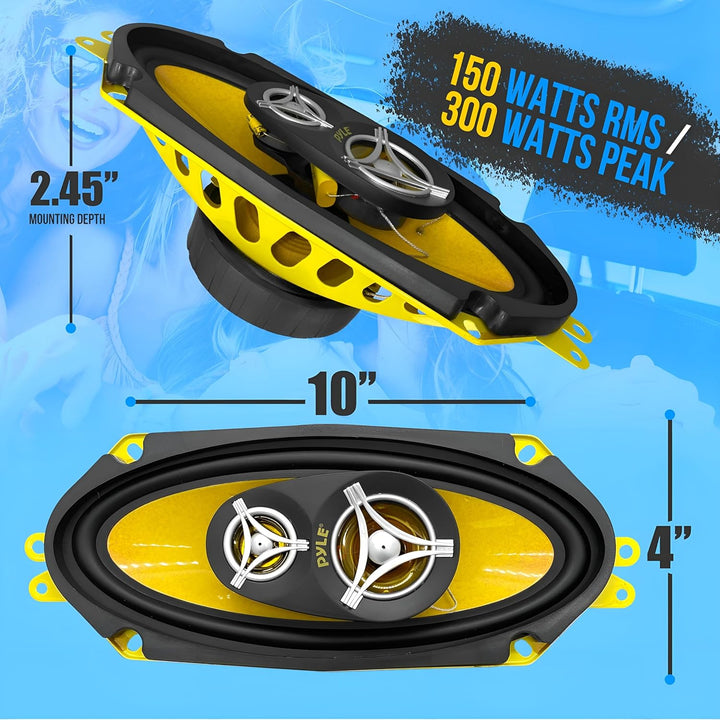 Pyle PLG41.3 4 x 10-Inch 300 W Three Way Car Audio Door Speaker 10 × 25 cm, 10 × 25 cm