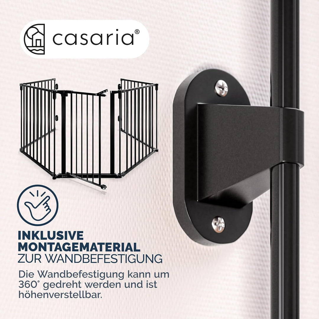 CASARIA® 2X Kaminschutzgitter Baby Laufstall mit Sicherheitstür 612x76cm Ofengitter Metall Kindersch