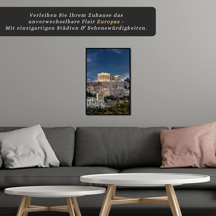 Rahmenbild Akropolis | Wandbild mit Rahmen schwarz | Bild Griechenland | Die Akropolis ist eine anti