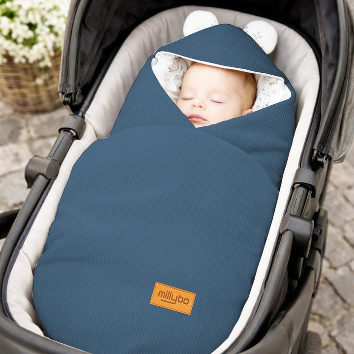 Baby Fusssack Einschlagdecke für Babyschale und Kinderwagen Blau, Blau