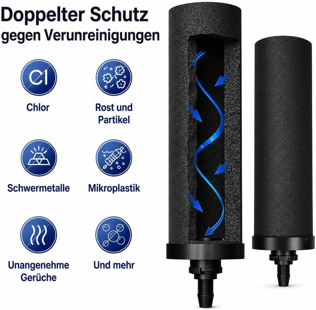 PHOENIX GRAVITY 8 Liter Edelstahl Wasserfilter und Reiniger mit 2 POSTreat Flouride Reduzierelemente