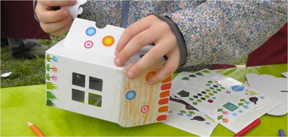 bibabox - 8er Box kleines Papphaus zum Basteln und Anmalen – Nachhaltiges Spielzeug und Bastelset Ki