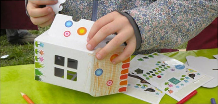 bibabox - 8er Box kleines Papphaus zum Basteln und Anmalen – Nachhaltiges Spielzeug und Bastelset Ki