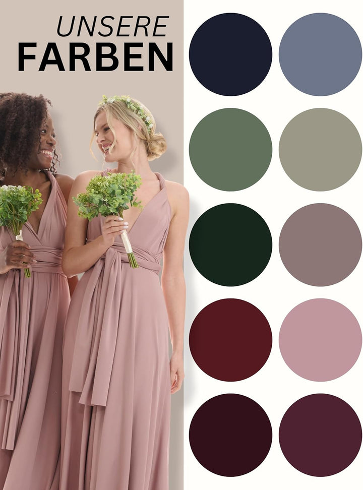 Juvell Brautjungfernkleider lang - Maxi-Kleid - Infinity-Abendkleid - Multiway-Wickelkleid - Abendkl