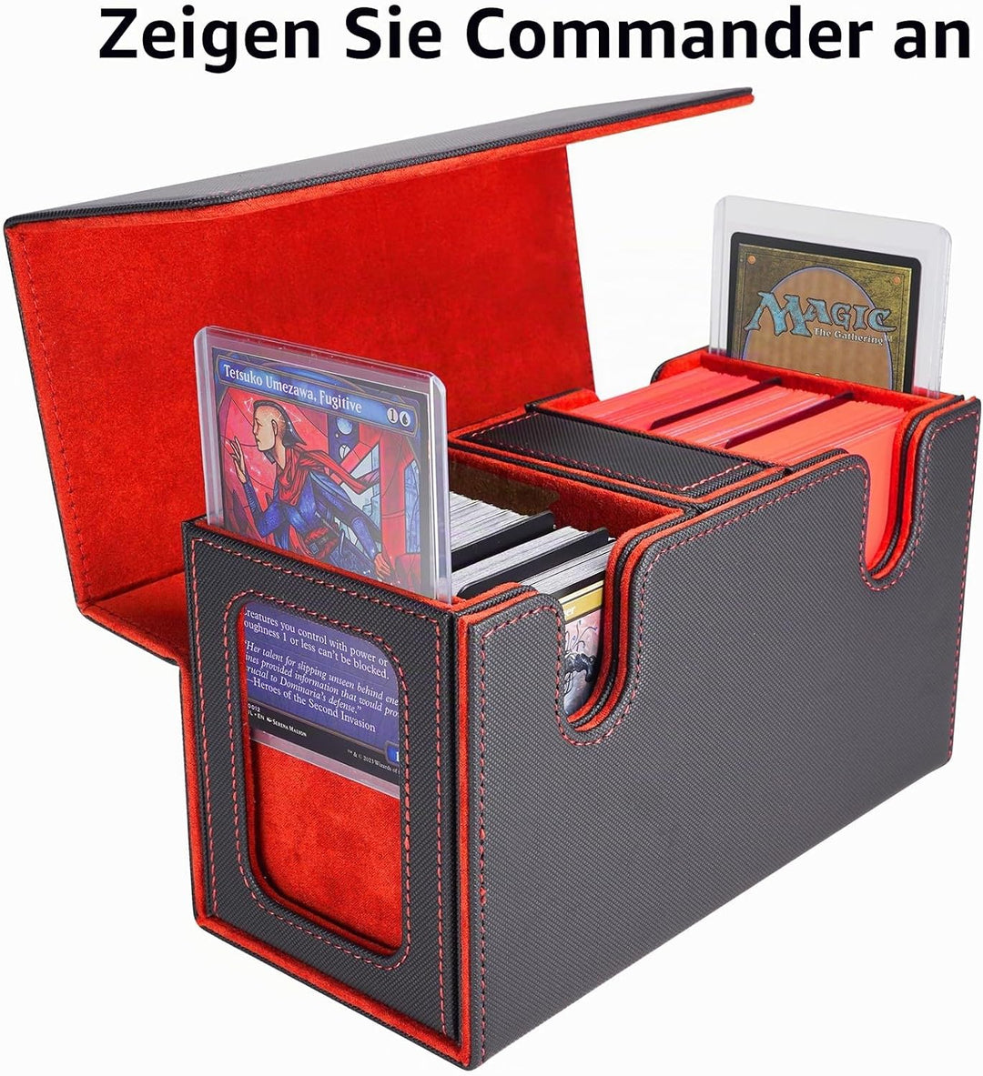AFIING MTG Commander Kartenbox, 3-in-1 Karten-Aufbewahrungsbox für 200+ doppelt gesleevte Karten, Ma