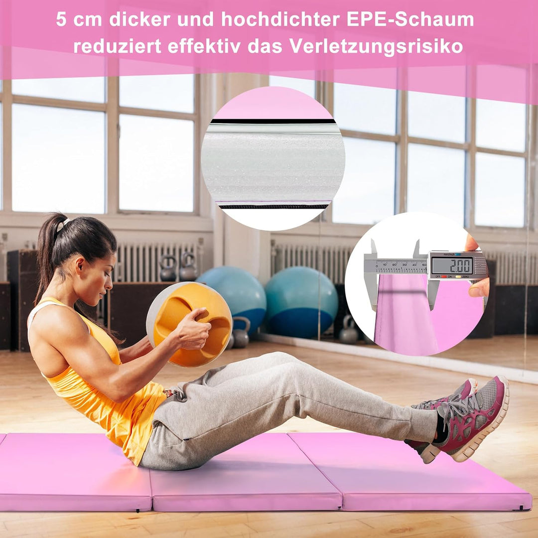 COSTWAY 240 x 120 x 5 cm Weichbodenmatte, Gymnastikmatte klappbar, Yogamatte mit Klettverschluss und