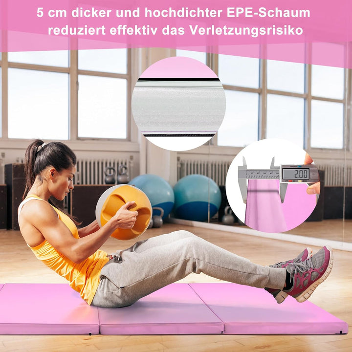 COSTWAY 240 x 120 x 5 cm Weichbodenmatte, Gymnastikmatte klappbar, Yogamatte mit Klettverschluss und