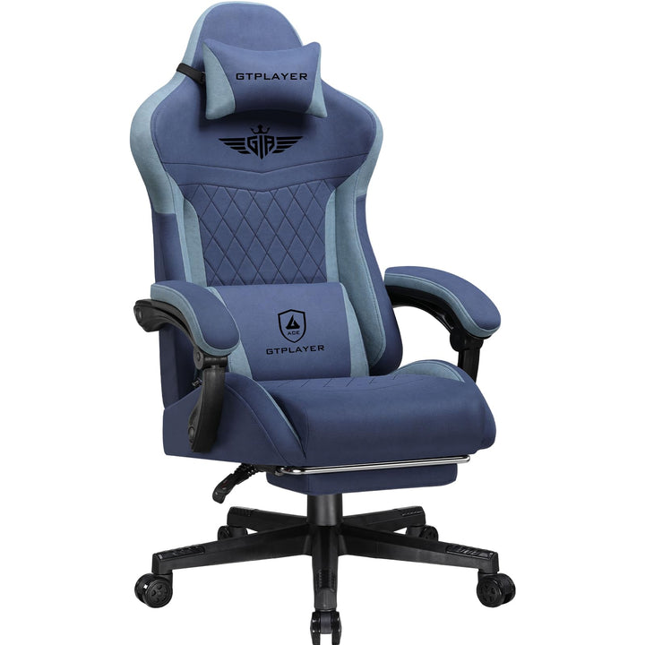 GTPLAYER Gaming Stuhl, Ergonomischer Gamer Stuhl aus Stoff mit Lendenwirbelstütze, PC-Stuhl mit verb