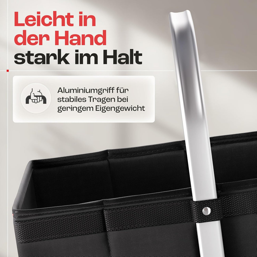 achilles Einkaufskorb aus Holz mit Obst- und Gemüsenetz, Klappbarer Korb, Picknick-Korb, Einkaufsbox