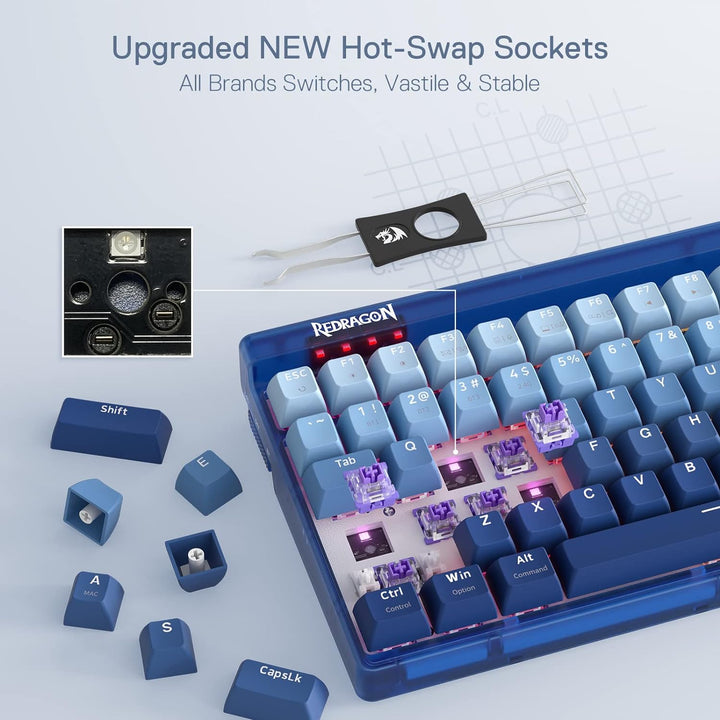 Redragon K656 PRO 3-Mode Kabellose RGB Gaming Tastatur, 100 Tasten Mechanische Tastatur mit transluz