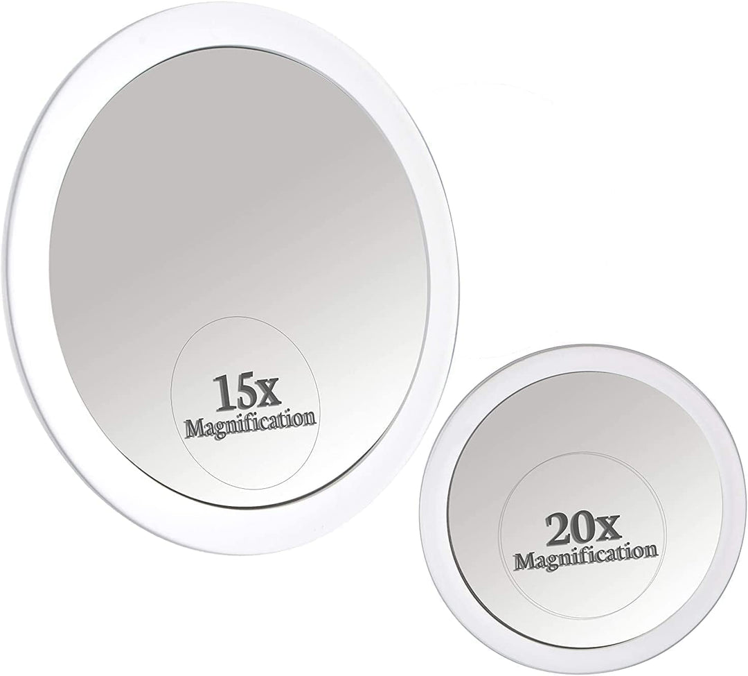 Mirrorvana Spiegel mit 20-facher Vergrösserung und 15-facher Vergrösserung mit Saugnapf für Badezimm