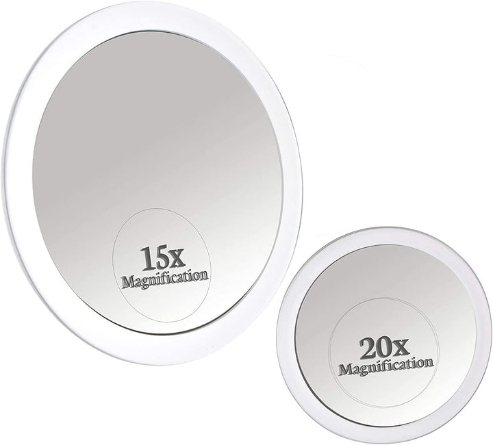 Mirrorvana Spiegel mit 20-facher Vergrösserung und 15-facher Vergrösserung mit Saugnapf für Badezimm