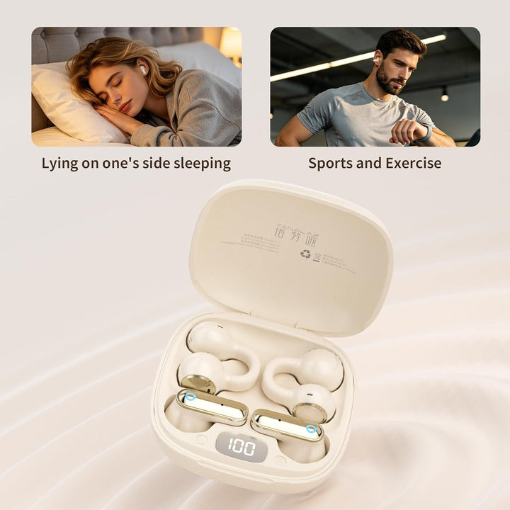 2-in-1 kabellose Ohrhörer-Set, Open-Ear Clip-On & Kurzschaft Halbin-Ear Ohrhörer-Kombo, Bluetooth 6.