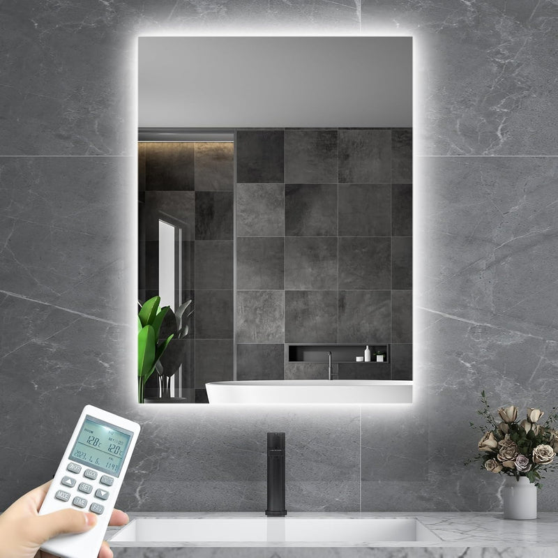 byecold Infrarotheizung Spiegel mit Thermostat 450 Watt - Spiegelheizung Infrarot mit LED Beleuchtun