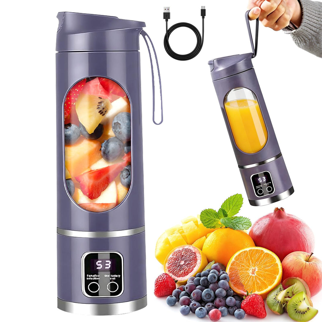 Tragbarer Mixer Smoothie Maker To Go, 450 ml Portable Blender, Mini-Standmixer mit 12 Klingen und LE