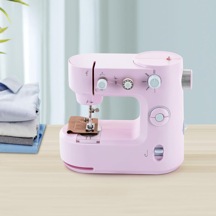 Handnähmaschine für Anfänger, Mini Elektrische Tragbare Nähmaschine mit 5 Nähprogrammen, Hand und Fu
