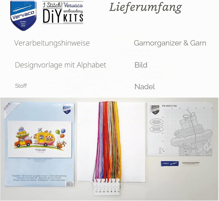 Vervaco Zählmuster Unterwegs in den Urlaub Zählmusterpackung-Stickpackung im gezählten Kreuzstich, B