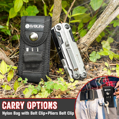 BIBURY Multitool Zange, Edelstahl Multi Tool mit verbessertem Seilschneider & Schraubenantrieb, Falt