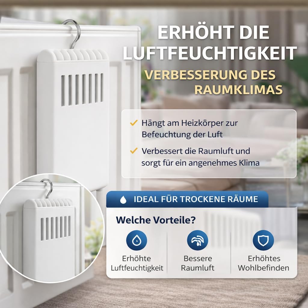 Luftbefeuchter für Heizung 5 Set inkl. Haken - Kunststoff Wasserverdunster 180ml - weiss - Wasserver