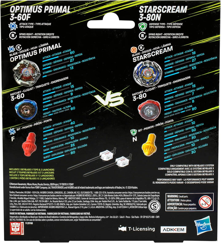 Beyblade X Transformers Collab Optimus Primal 3-60F vs. Starscream 3-80N Multipack OPTIMUS PRIMAL VS