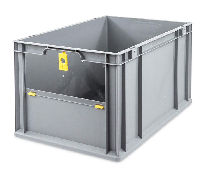 aidB Eurobox NextGen Insight Cover gelb, 600x400x320 mm, Cover hoch, robuste Regalbox mit Entnahmeöf