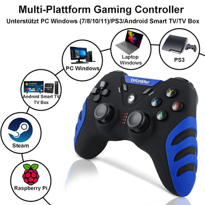 DuLingKer PC Controller Wireless, PS3 Controller PC Gamepad mit Dual Vibration, 2,4G Wireless Contro