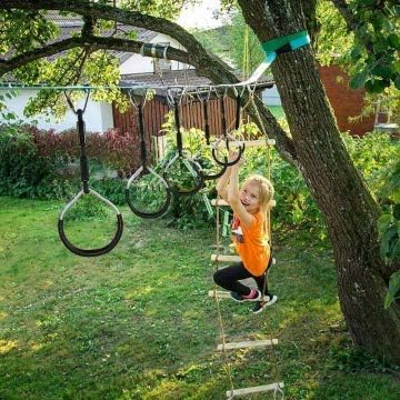 FBSPORT 4 Stück Klettern Ringe für Kinder, Outdoor Indoor Kinder Ninja Ringe zum Aufhängen belastbar