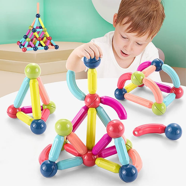 ROUSKY Magnetische Spielzeugbausteine Set,Magnet Building Sticks Set, Bausteine Fliesen, STEM Stapel