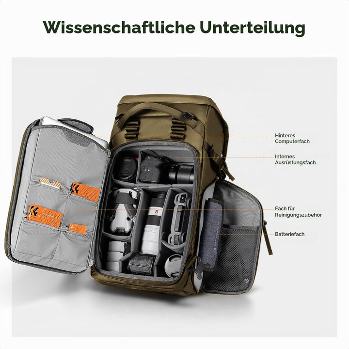 K&amp;F Concept Kamerarucksack 30L, Professionelle Grosse Fotorucksack, Camera Backpack Wasserdicht, Rei