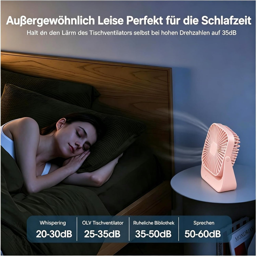 Tragbarer Schreibtischventilator, 4 Geschwindigkeiten persönlicher Desktop-Ventilator, 4000mAh Aufla