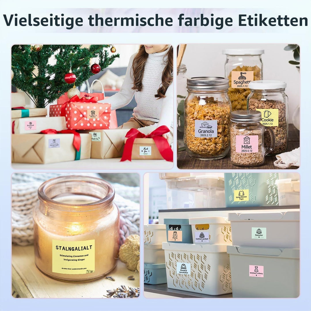 Phomemo M110/M220/M221/M200/M120 Farbige Selbstklebende Etiketten 40x30mm(1.57" x 1.18"), 6 Rollen F