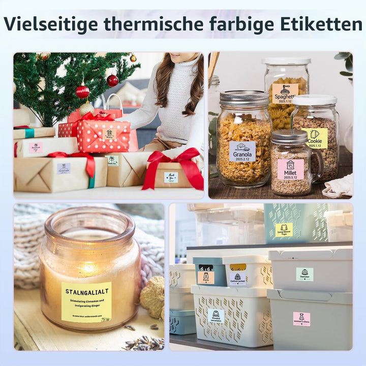 Phomemo M110/M220/M221/M200/M120 Farbige Selbstklebende Etiketten 40x30mm(1.57" x 1.18"), 6 Rollen F
