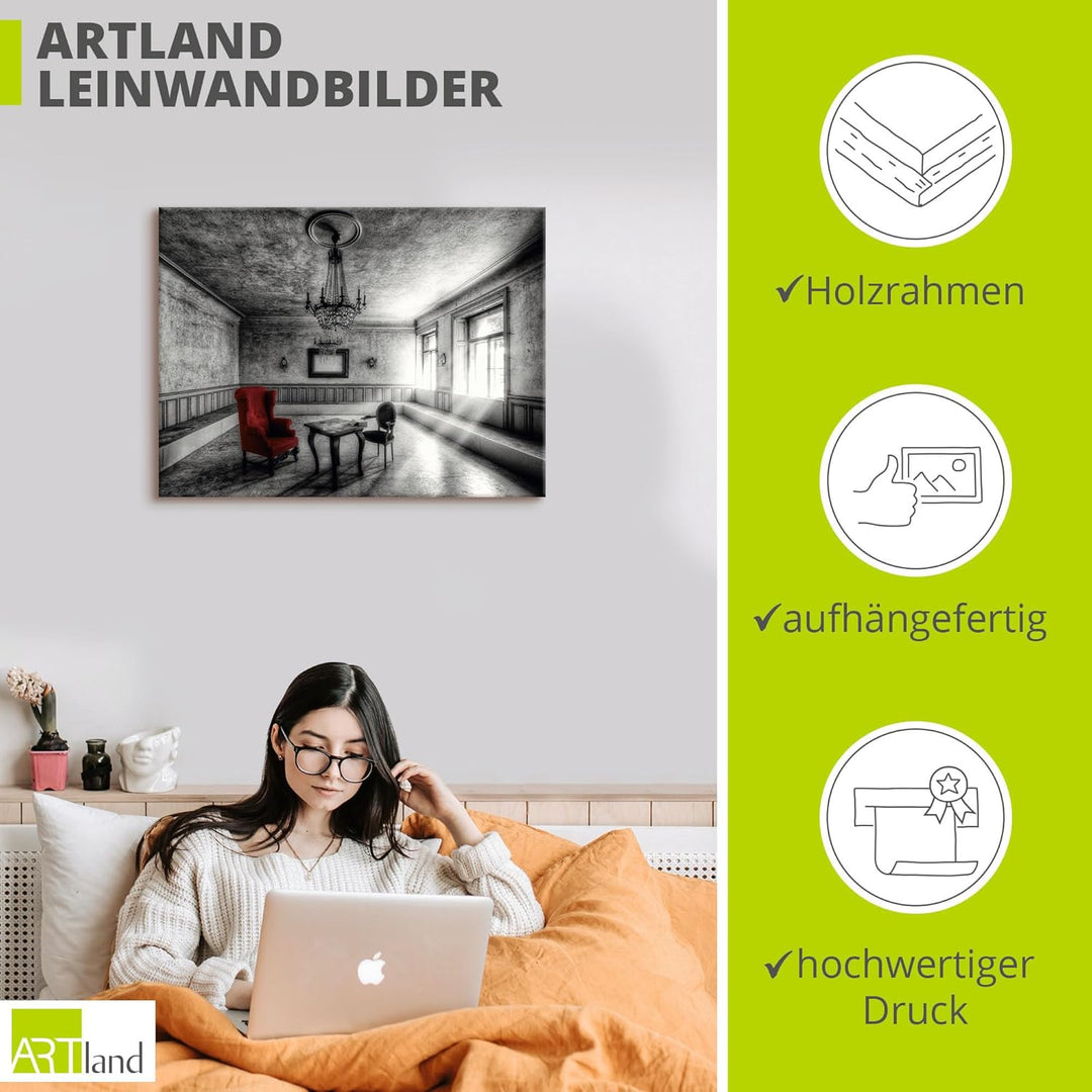 ARTland Leinwandbilder Wandbild Bild auf Leinwand 40 x 30 cm Wanddeko Architektur Lost Place Zimmer